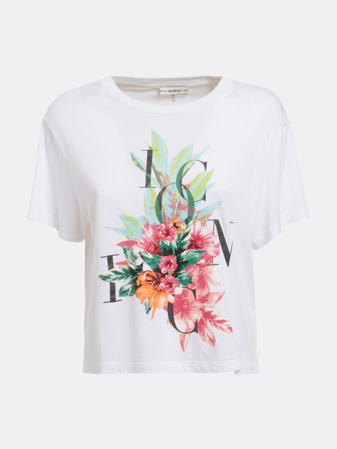 T-shirt Crop Icon Logo Guess Blanc