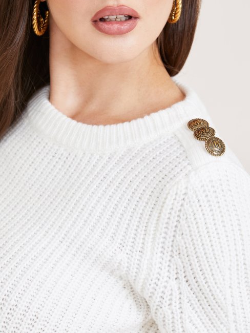 Guess Marciano Pull En Laine Mélangée Blanc