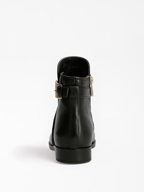 Bottines Floriza En Cuir Véritable Noir Guess