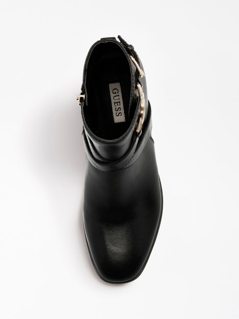 Bottines Floriza En Cuir Véritable Noir Guess