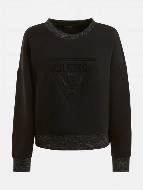 Sweat Noir En Scuba à Logo Triangle Guess