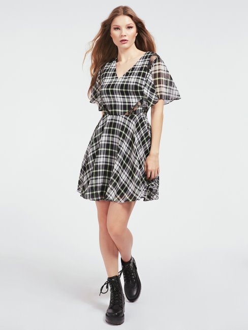 Robe Trapèze Imprimée Sur L'ensemble Guess Blanc Multi