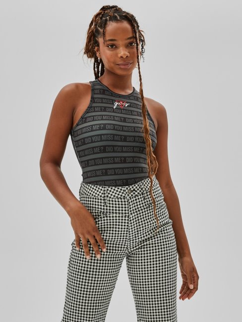 Guess Body Noir Sans Manches à Logo Sur Le Devant