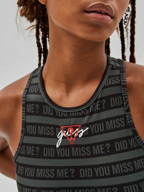 Guess Body Noir Sans Manches à Logo Sur Le Devant