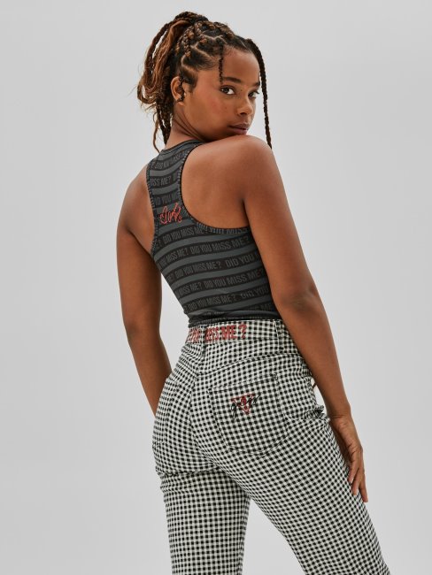 Guess Body Noir Sans Manches à Logo Sur Le Devant