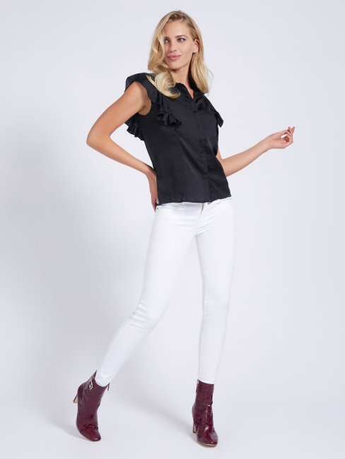 Chemise En Satin Imprimé All Over Guess Noir