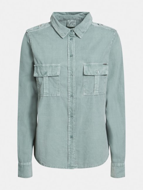 Chemise Bleu Sarcelle Poches Devant Guess