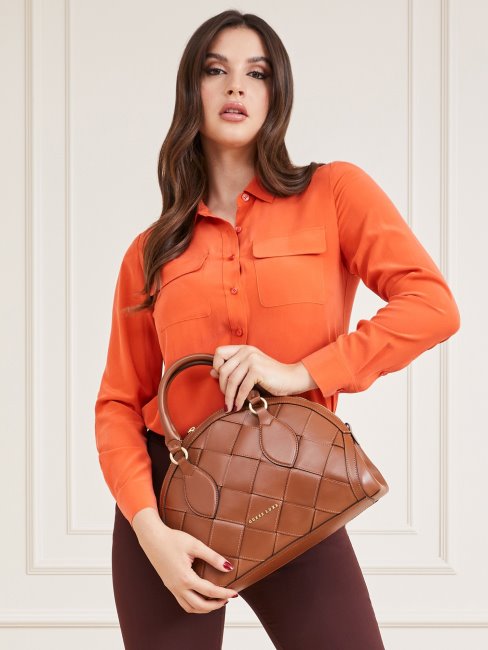 Sac à Main Guess En Cuir Véritable Marron Giorgia Luxe