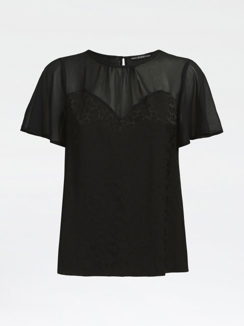 Top Jacquard Noir Animalier Guess