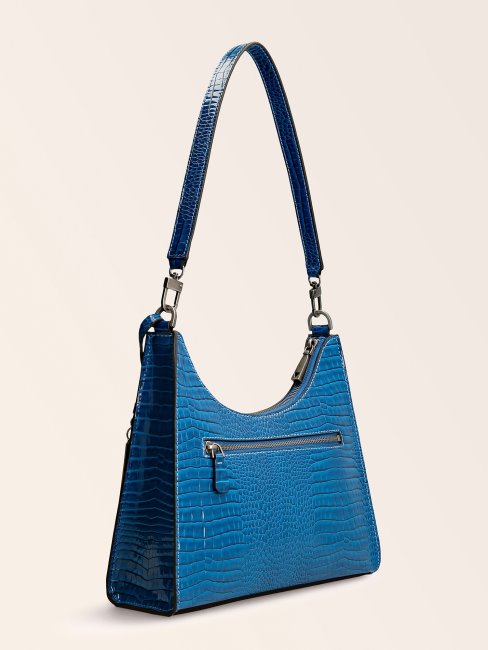 Sac Porté épaule Imprimé Croco Raphie Guess Bleu