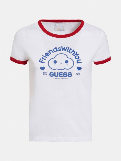 T-shirt Blanc Multi Imprimé Guess