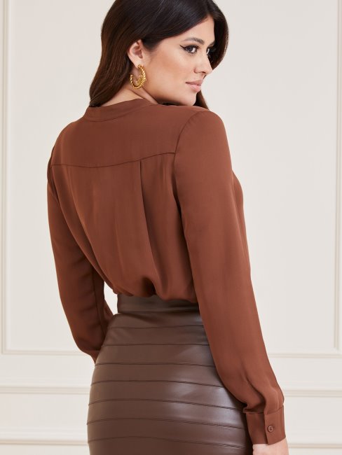Chemisier En Soie Marciano Marron Guess