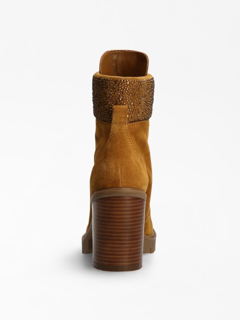 Guess Gelyn Bottine En Cuir Véritable Marron