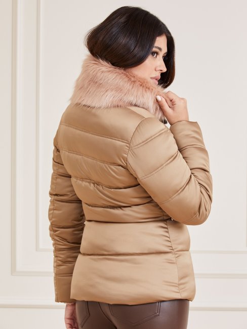 Veste Matelassée En Satin Marciano Beige Guess