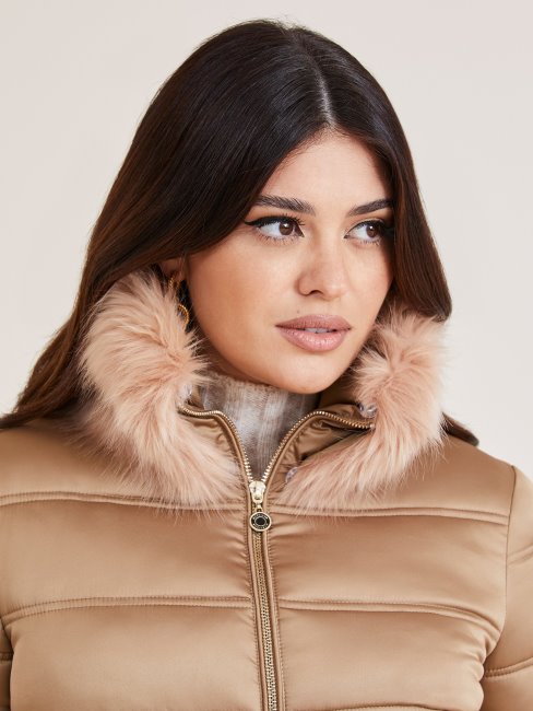 Veste Matelassée En Satin Marciano Beige Guess