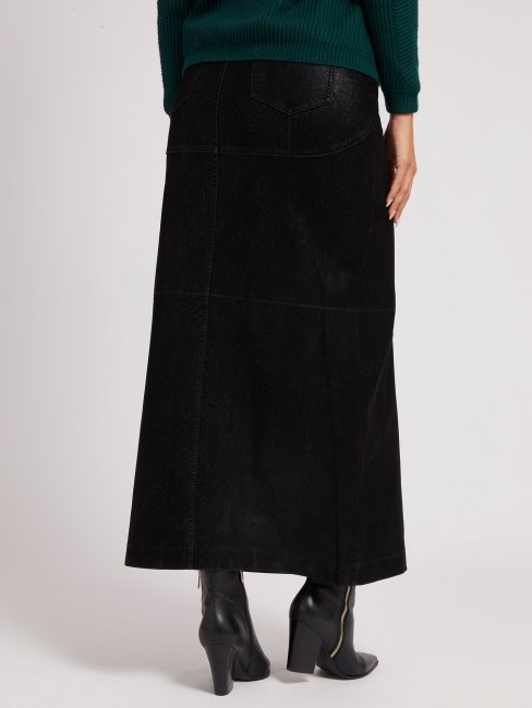 Jupe Noire En Similicuir à Clous Guess