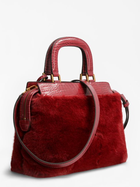 Sac à Main Guess Rouge En Fausse Fourrure Katey