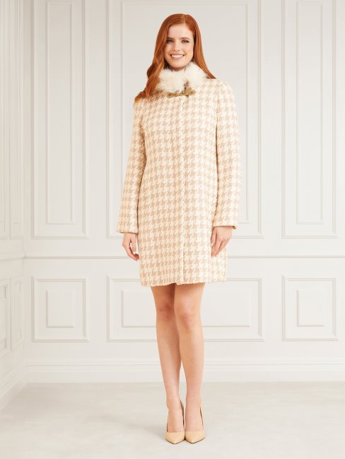 Manteau En Laine Mélangée Marciano Blanc Multi Guess