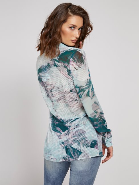 Chemise à Imprimé All Over Guess Nuances De Bleu