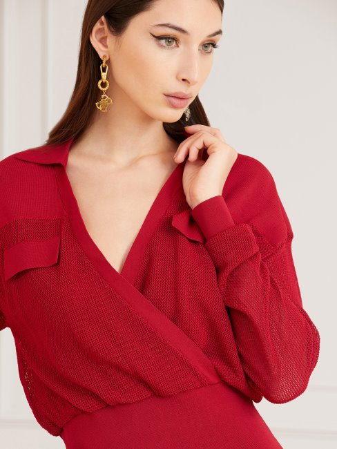 Robe En Maille Marciano Rouge Guess