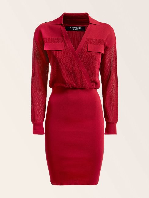 Robe En Maille Marciano Rouge Guess