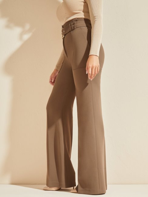 Guess Marciano Pantalon Large Ceinturé Marron