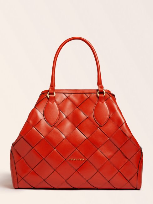 Sac à Main Guess Giorgia Large Luxe En Cuir Véritable Orange
