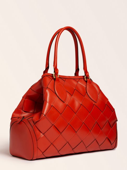 Sac à Main Guess Giorgia Large Luxe En Cuir Véritable Orange