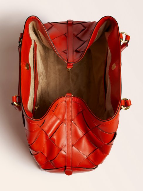 Sac à Main Guess Giorgia Large Luxe En Cuir Véritable Orange