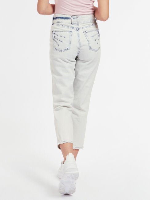 Guess Pantalon En Denim Coupe Décontractée Ceinturé Bleu Clair