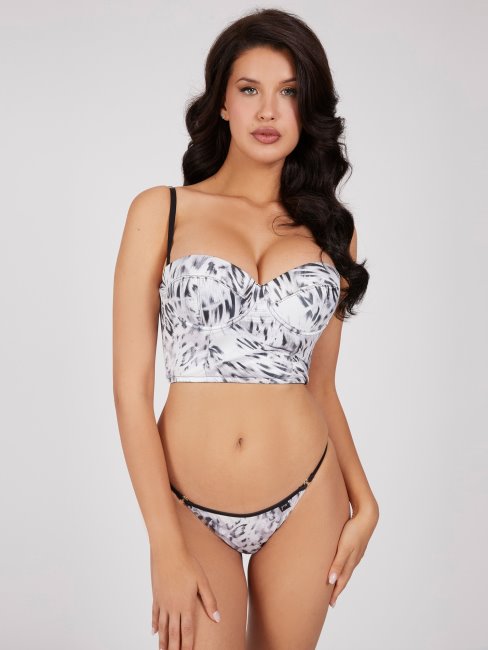 Guess Nuisette Noire En Satin Multi Imprimé