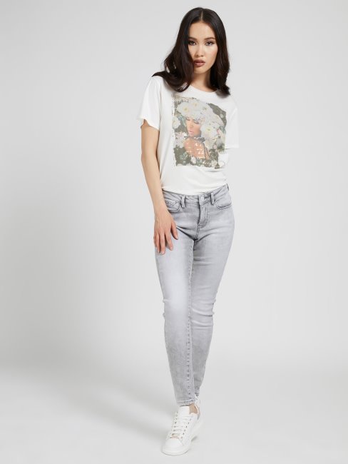 T-shirt Imprimé à L'avant Blanc Guess