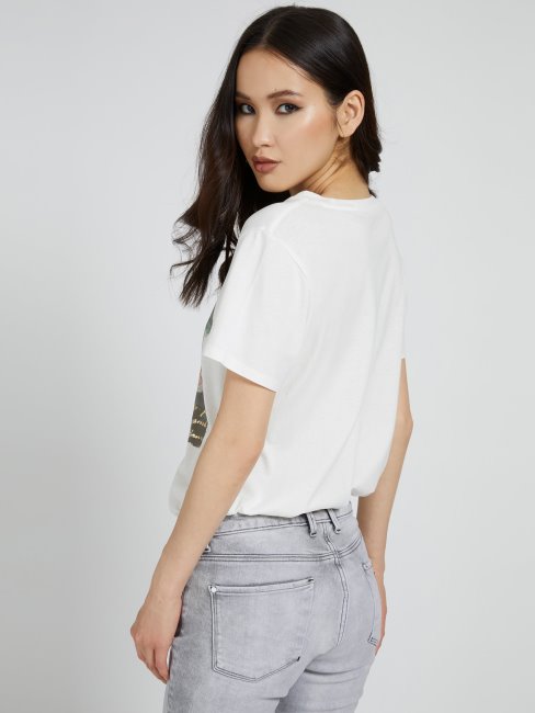 T-shirt Imprimé à L'avant Blanc Guess