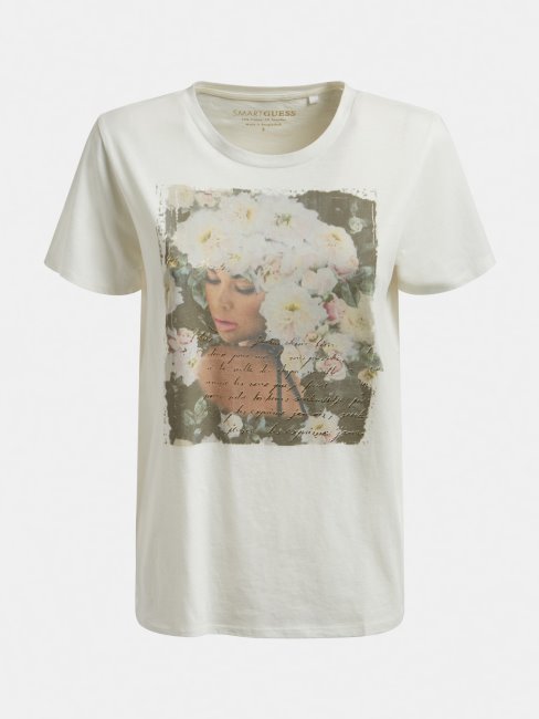 T-shirt Imprimé à L'avant Blanc Guess