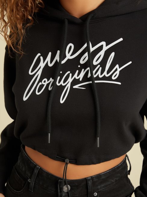 Sweat à Capuche Court Guess Noir