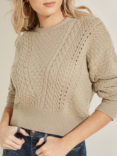 Pull Torsadé Gris Guess