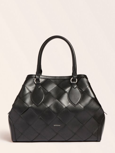 Sac à Main Guess En Cuir Véritable Giorgia Luxe Noir