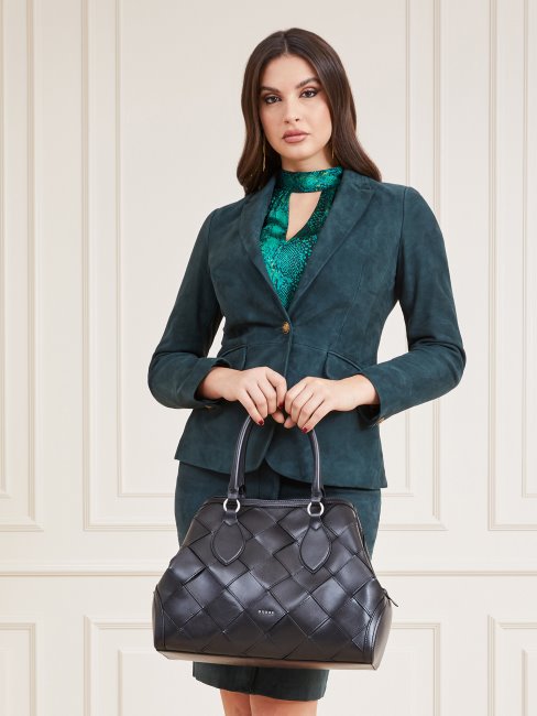 Sac à Main Guess En Cuir Véritable Giorgia Luxe Noir