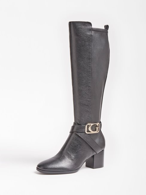 Paxley Botte En Cuir Véritable Guess Noir