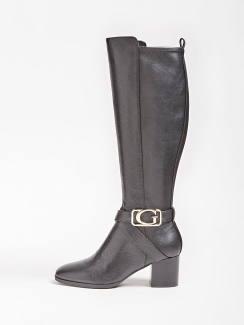 Paxley Botte En Cuir Véritable Guess Noir