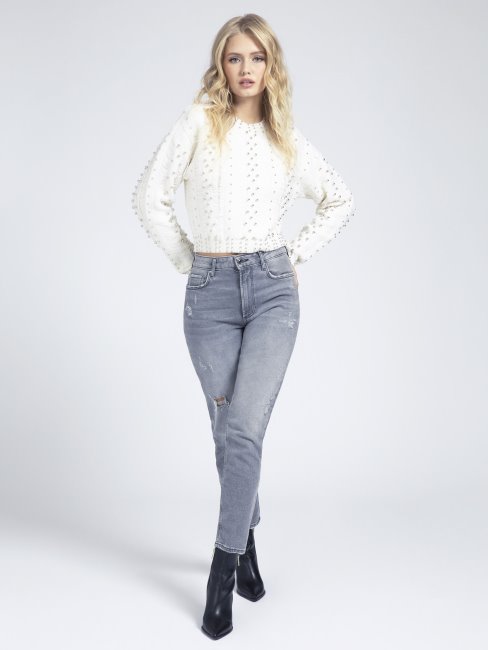 Pull Guess Blanc à Appliqué Bijou