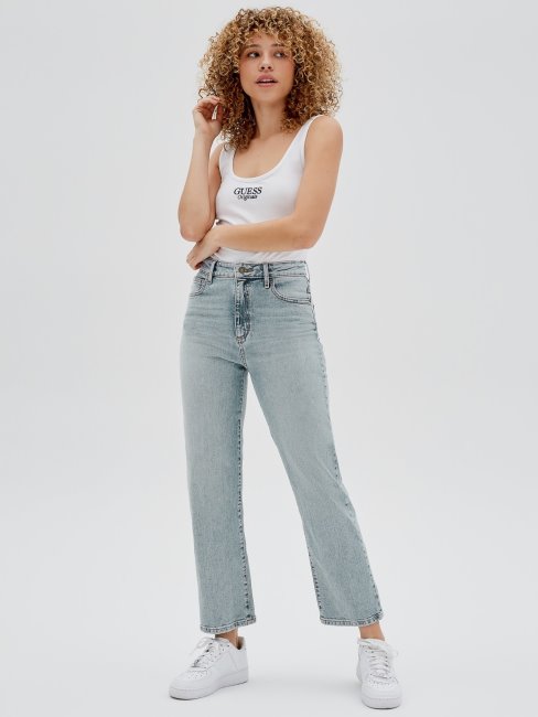 Guess Pantalon Denim Coupe Relax Bleu Clair