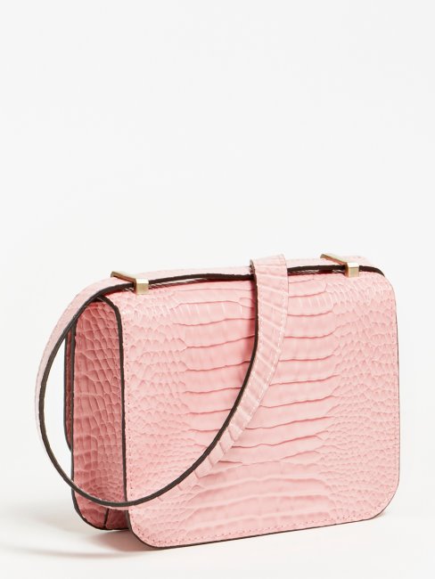 Corily Sac Bandoulière Imprimé Croco Guess Rose