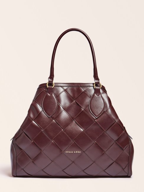 Guess Sac à Main Giorgia Rouge Grand Luxe En Cuir Véritable