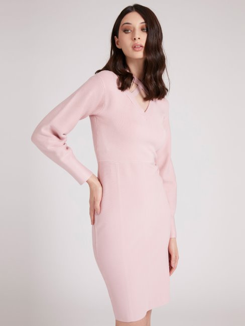 Robe Côtelée Rose Guess