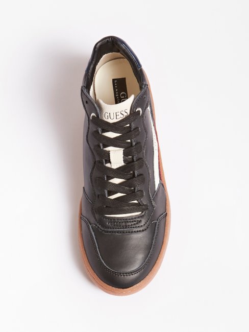 Guess Pesaro Baskets Montantes En Cuir Véritable Noir