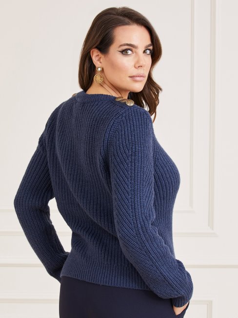 Pull En Laine Mélangée Marciano Bleu Clair