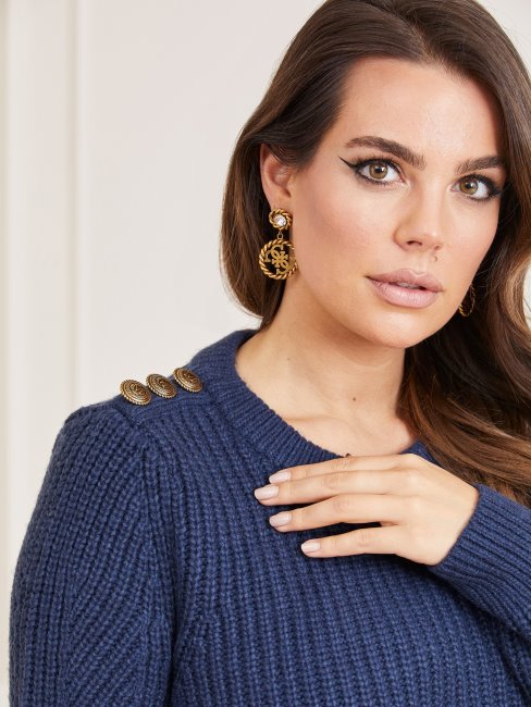 Pull En Laine Mélangée Marciano Bleu Clair