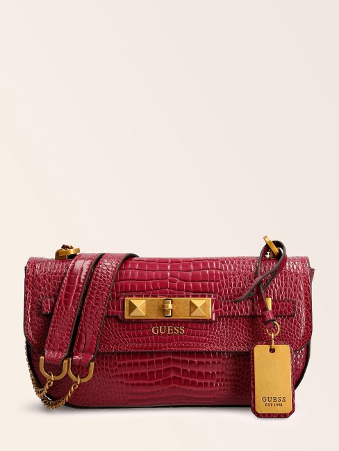 Sac à Bandoulière Guess Violet Raphie à Imprimé Croco
