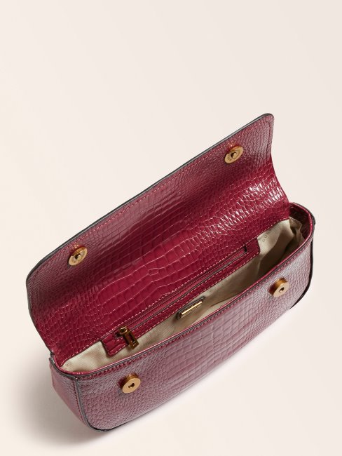 Sac à Bandoulière Guess Violet Raphie à Imprimé Croco